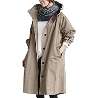 Trench Coats for Women Long Plus Size Double Breasted Oversized Jackets Lightweight Fall Hooded Windproof Trench coat