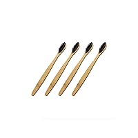 4-Pack Bamboo Toothbrush with Naturally Whitening Charcoal-Infused Bristles - BPA-Free, Biodegradable - No-Glue Bristles - Healthy & Eco-Friendly