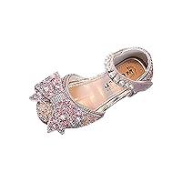 Adjustable Size Sandals for Kids Children Girls Flat Pearl Crystal Shoes Bow Princess Girls Sandals with Arch Support