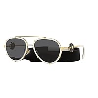 Versace VE 2232 147187 White Metal Aviator Sunglasses Grey Lens