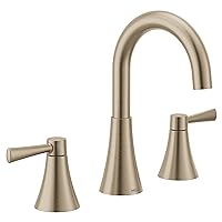 Moen Ronan Bronzed Gold Two-Handle Widespread Modern Bathroom Faucet, Valve Included, 84023BZG