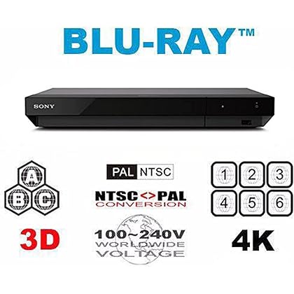 Sony X700-2K/4K UHD - 2D/3D - Wi-Fi - SA-CD - Multi System Region Free Blu Ray Disc DVD Player - PAL/NTSC - USB - 100-240V 50/60Hz Cames with 6 Feet Multi-System