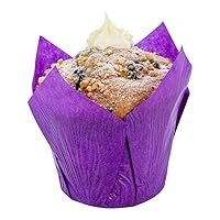 Restaurantware Panificio 4 Ounce Tulip Baking Cups 200 No Oil Spills Paper Baking Cups - Disposable Oven-Ready Purple Paper Muffin Liners No Burn or Curl For Weddings Birthdays Bridal Showers