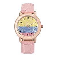 Columbia Retro Flag Fashion Leather Strap Women's Watches Easy Read Quartz Wrist Watch Gift for Ladies