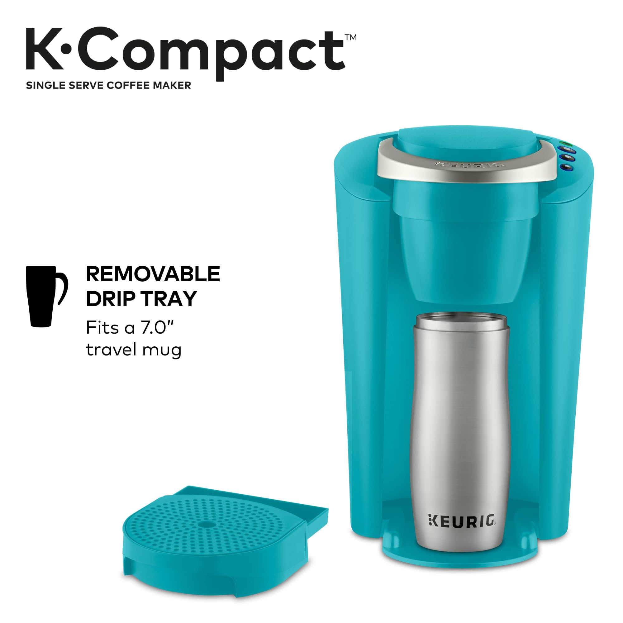 Keurig K-Compact Coffee Maker, Single Serve K-Cup Pod Coffee Brewer, Turquoise