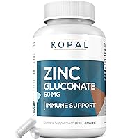 Kopal Defense - Zinc Gluconate 50mg, 100 caps - Zinc Supplements - Doctor Approved, USA Made - Potent,100% Zinc Vitamins for Adults - Superior Immune & Acne Support Gluten Free Non-GMO Capsules