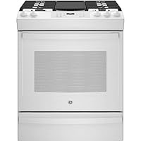 GE® 30'' Slide-In Front-Control Convection Gas Range with No Preheat Air Fry, White on White (JGS760DPWW)