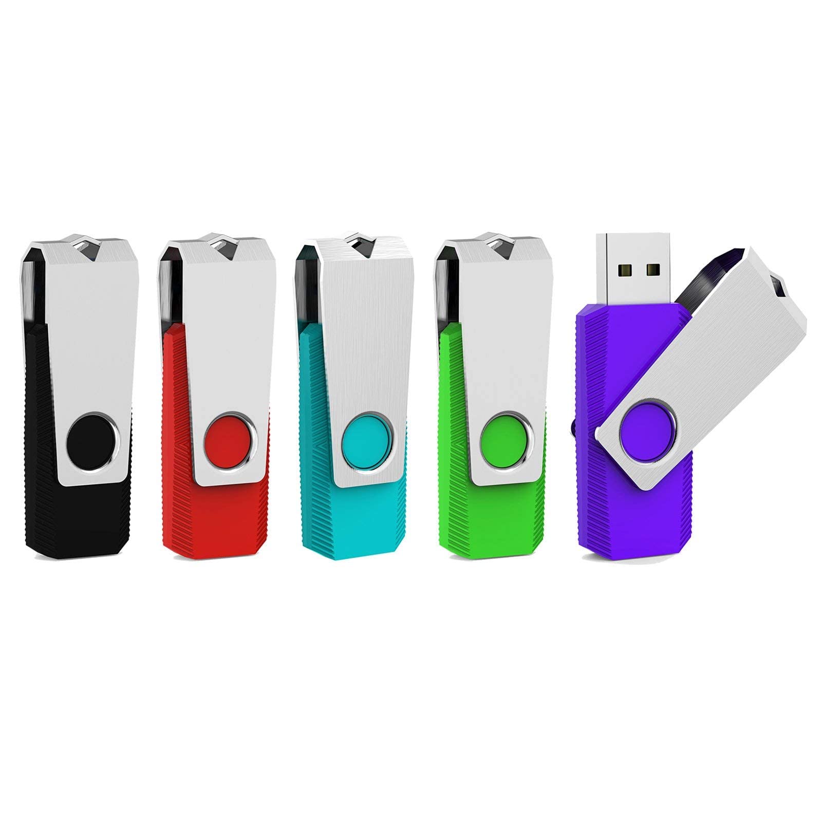 Aiibe 64GB Flash Drive 3.0 5 Pack 64GB USB 3.0 Thumb Drive USB Drive 64GB Jump Drive Memory Stick Multi Pack 64GB Flash Drives (64G, 5 Mixed Colors: Black Red Cyan Green Purple)