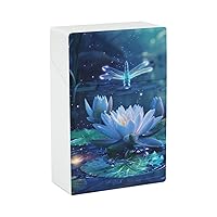 Dragonfly Lotus Cigarette Case for Men Women Flip Open Cigarette Box Holder for Travel Party