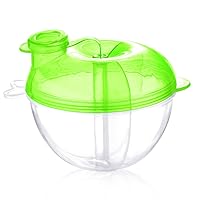 Accmor Baby Formula Dispenser for On-The-Go Feedings, Three-Compartment Non-Spill Formula Container to Go, Snack Milk Powder Dispenser for Traveling with Infant Toddler, Green