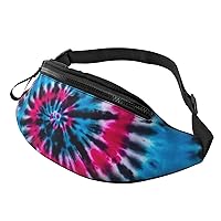 Black Red Blue Tie Dye Fanny Pack For Men Women, Adjustable Belt Bag Casual Waist Pack For Travel Party Festival Hiking Running Cycling