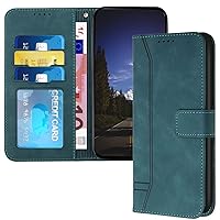 Wallet Case for Samsung Galaxy A15 5G Case, Genuine PU Leather Flip Case with Kickstand Credit Card Slot Holder Shockproof Full Protection Magnetic Case for Samsung A15 5G Smile Green HX3