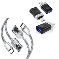 USB Type C Charger Cable 6.6FT Bundle with Thunderbolt 3 OTG Adapter,Compatible with MacBook Pro,iPad Air 4 4th Mini 6,S21,21,Microsoft Surface Go,Galaxy Note 20 S20 Plus Ultra (2 Cables + 3 Adapters)