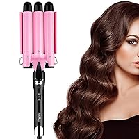 Professional Hair Curling Iron 3 Barrel Curling Iron Wand 1inch Hair Waver Iron Hot Tools LCD Digital Display Hair Curler (3 Barrel Curling Iron)