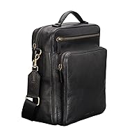 Maxwell Scott - Mens Luxury Leather Large Backpack with Shoulder Strap - Made from Premium Italian Hides - The SantinoL Black