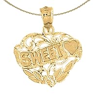 14K Yellow Gold Sweet Heart Saying Pendant with 18