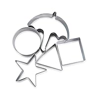 Squid Game Inspired Stainless Steel Cookie Stamp Shapes Set of 5 | Includes Triangle, Square, Circle, Star, Umbrella | Cookie Decorating Kit for Baking and Cooking | Home & Kitchen Essentials