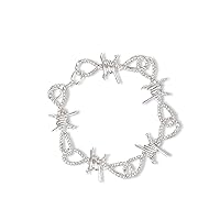 Hip Hop Jewelry Iced Thorns Bracelet Punk Thorns Cuban Chain Crystal Bracelet Men'S And Women'S Jewelry Bracelets