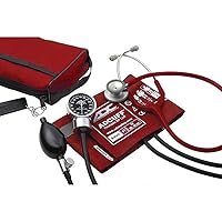 ADC Pro's Combo III Professional Adult Pocket Aneroid/Clinician Scope Set with Prosphyg 778 Blood Pressure Sphygmomanometer, Adscope 603 Stethoscope, and Matching Nylon Carrying Case, Red
