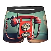 England UK Retro London Telephone Print Funny Novelty Men's Boxer Briefs Soft Comfortable Men's Performance