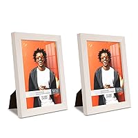 Renditions Gallery 6x8 inch Picture Frame Set of 2 High-end Modern Style, Made of Solid Wood and High Definition Glass Ready for Wall and Tabletop Photo Display, White Frame