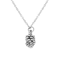 Silver Dainty Pinecone Nature Necklace Christmas Gift for Her Bridesmaid Jewelry -3PCN
