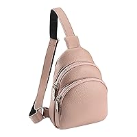 Small Sling Bag for Women Vegan Leather Crossbody Fanny Packs for Women Beige Brown One Shoulder Messenger Bag