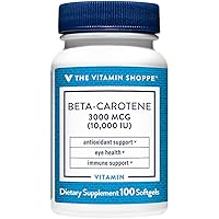The Vitamin Shoppe Beta-Carotene 3,000 MCG (Vitamin A), Antioxidant Support for Vision & Immune Health (100 Softgels)