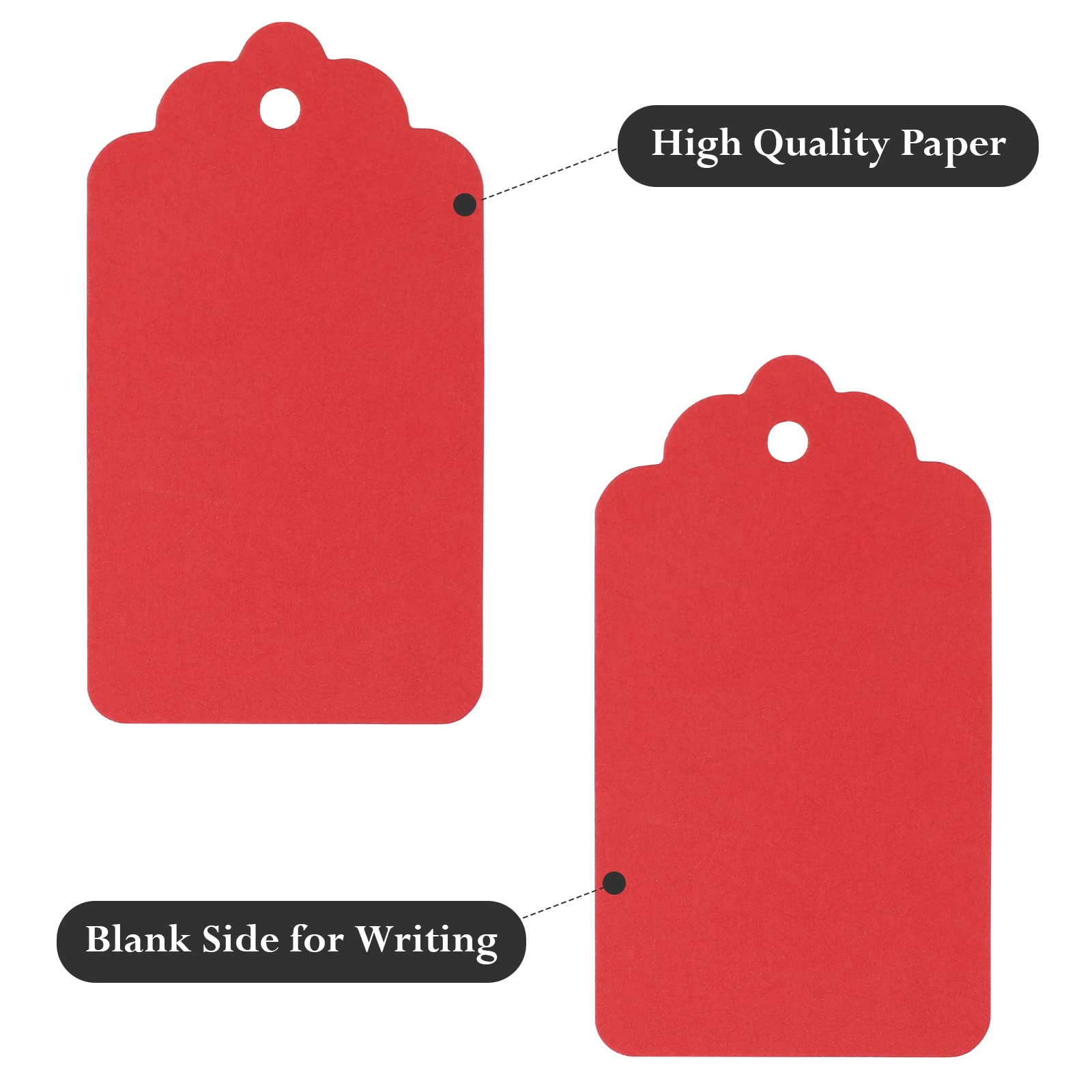 G2PLUS Christmas Gift Tags,100PCS Red Paper Gift Tags with String, 2.75''×1.57'' Blank Labeling Tags for DIY Arts&Crafts,Gift Wrapping