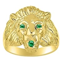 Lion Head Ring Color Stone Birthstones in Eyes and Mouth Fun Designer Conversation Starter Rings For Men Men's Rings Gold Rings Sizes 6,7,8,9,10,11,12,13 Mens Jewelry 14K Yellow Gold