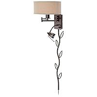 Possini Euro Design Radix Farmhouse Rustic Swing Arm Wall Lamp with LED Reading Light Cord Cover Bronze Plug-in 12