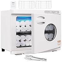 VEVOR 23L Large Capacity Hot Warmers with See Through Window, 2 Stainless Steel Racks, Holds up 50-60 Towels, 2-in-1 Quick All-Round Heating for Facials, SPA, Massage, Salon, White
