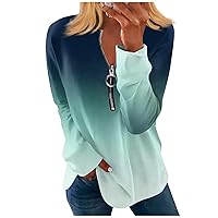 Womens Fall Tops,Women's Fashion Casual Long Sleeve Solid Round Neck T-Shirt Top Pullover