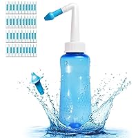 Nasal Rinse Bottle Nasal Wash Nose Cleaner for Sinus Pressure Rinse Neti-Pot for Adult & Kid BPA Free (300 ML with 40 Nasal Wash Salt Packets )