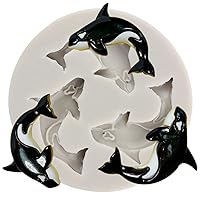 3D Dolphin Silicone Fondant Molds Killer Whale Mold For Cake Decorating Cupcake Topper Candy Gum Paste Polymer Clay Set Of 1
