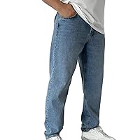 Men's Classic Plain Denim Pants Relaxed Fit Carpenter Jean Casual Baggy Jeans Straight Leg Distressed Jean Trousers