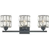 Quoizel GIB8622MBK Gibson Transitional Clear Crystal Glass Large Bath Vanity Wall Light, 3-Light 300 Total Watts, 8