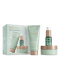Biossance Smooth Start Body. Travel Size Squalane + Enzyme Sugar Body Scrub, Unscented Caffeine Toning Body Cream and 100% Squalane Oil to Exfoliate and Moisturize Dry Skin  