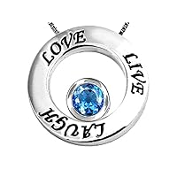 Sterling Silver Live/Love/Laugh Circle of Life Pendant Necklace