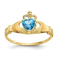 14k Gold CZ Cubic Zirconia Simulated Diamond Birth Month Irish Claddagh Celtic Trinity Knot Love Heart Ring Jewelry for Women in White Gold Yellow Gold Choice of Birth Month and Variety of Options