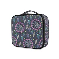ALAZA Makeup Case Boho Dreamcatchers Cosmetic Bag Organizer Travel Portable Storage Toiletry Bag Makeup Train Case with Adjustable Dividers for Teens Girls Women