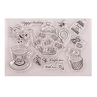 Teapot Flower Silicone Clear Seal Stamp DIY Scrapbooking Embossing Photo Album Decorative Paper Card Craft Art Handmade Gift Seal A Meal Bags Saver