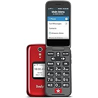 LIVELY Jitterbug Flip2 - Flip Cell Phone for Seniors - Not Compatible with Other Wireless Carriers - Must Be Activated Phone Plan - Red Flip Phone