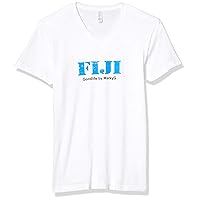 Fiji Graphic Printed Premium Tops Fitted Sueded Short Sleeve V-Neck T-Shirt