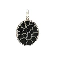 925 Sterling Silver Black Onyx Fibonnaci Sequence Swirly lines squiggly lines Spiral Art Pendant