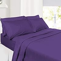 Flat Sheets Pack of 6 Purple Solid 100% Cotton Top Sheets for Hotel, Hospitals, Massage Use 450TC (Full, Purple)