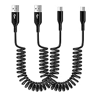 USB A to USB C Cable Fast Charging Android Charger Type C Auto Retractable Coiled Cord 3FT for Samsung Galaxy A15 A25 A54 A14 5G A23 A24 A34 S24 S23 S22 S21 S20 A03S A12 A13 A42 ZFold 5 Flip 5,Pixel 8