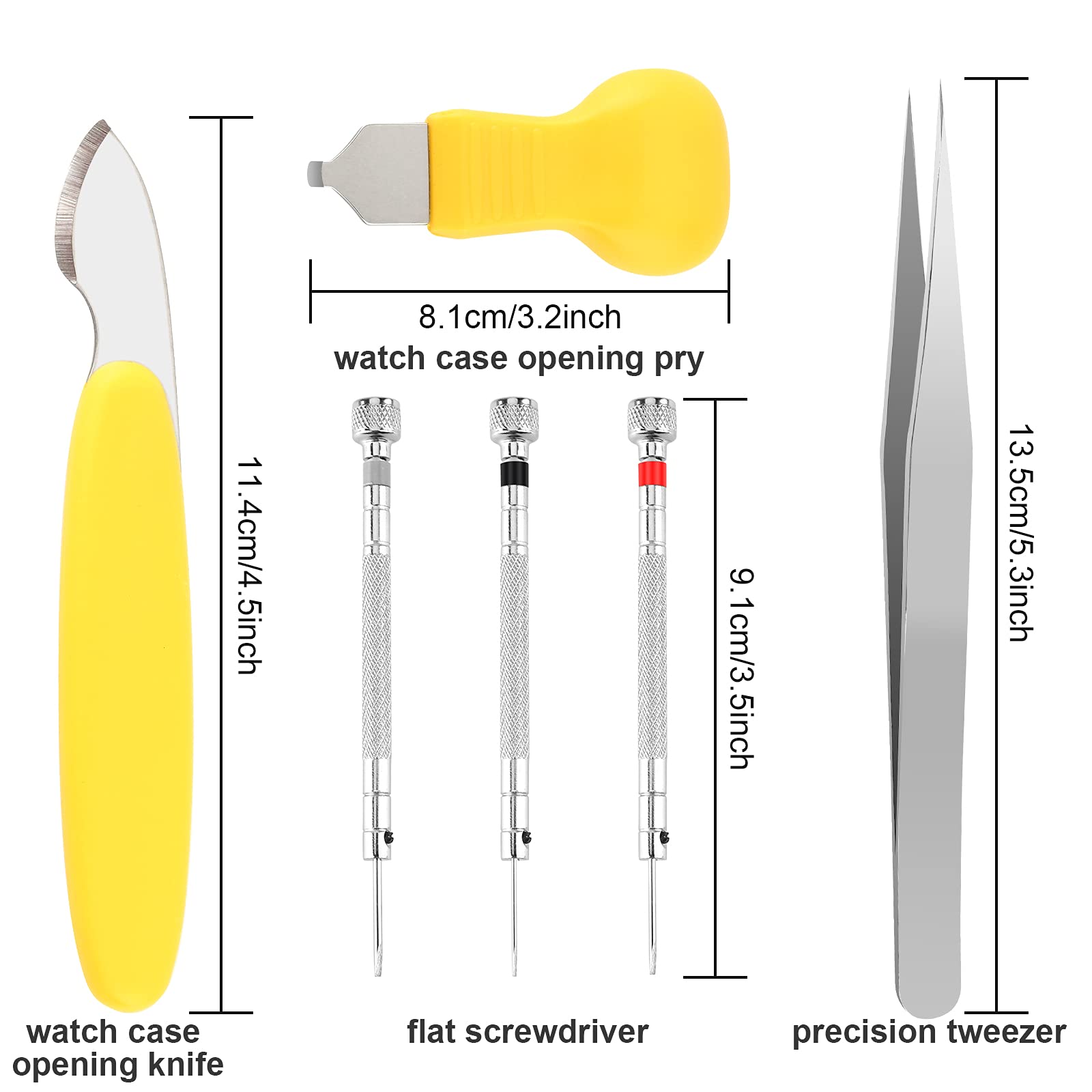 UUBAAR Watch Battery Replacement Tool Kit, 9 PCS Professional Watch Back Remover Tool, Adjustable Watch Case Opener Tool, Watch Opening Tool with Watch Holder, Flat Screwdrivers, Precision Tweezer