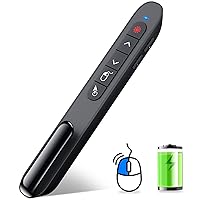 Wireless Presenter Remote with Air Mouse Control, Rechargeable USB Presentation Clicker PPT Pointer RF 2.4GZ PowerPoint Clicker Slide Advancer for Computer Laptop Mac
