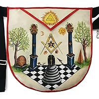 Hand-Painted Apron - Lambskin The Two Pillars of Jachin and Boaz